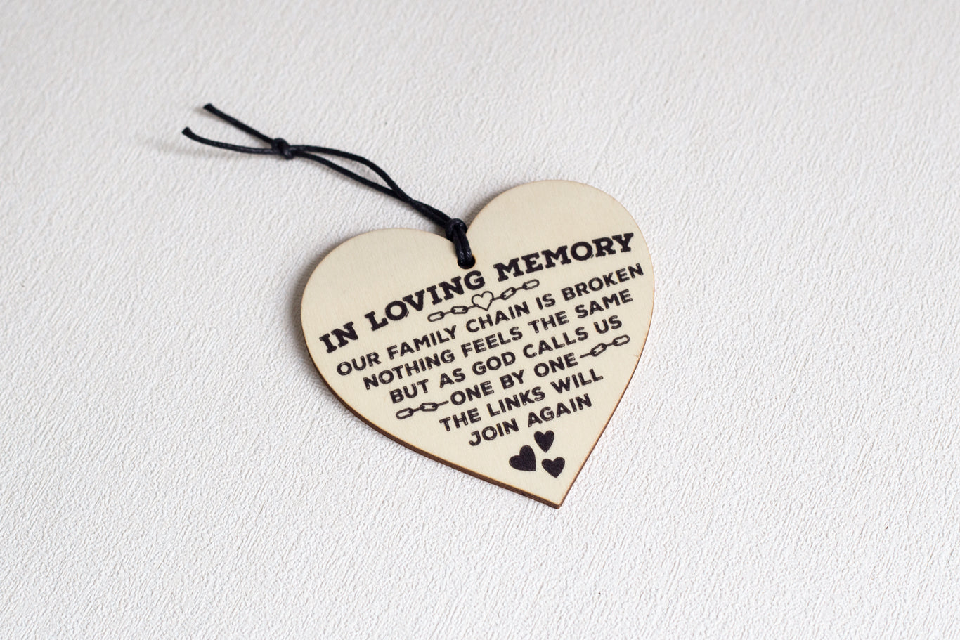 In Loving Memory Wooden Hanging Heart Memorial Plaque
