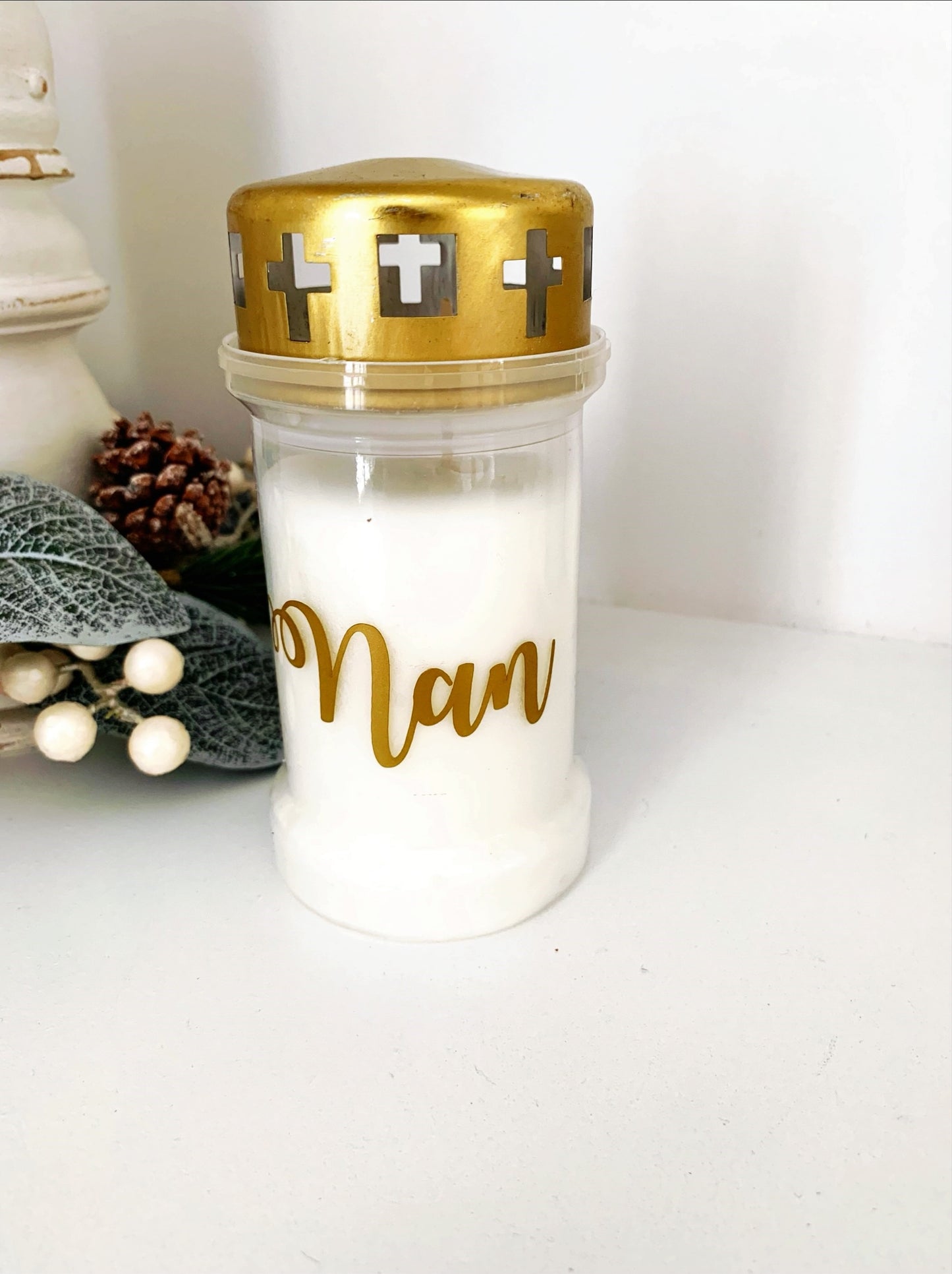 Personalised Grave Candle Memorial Light