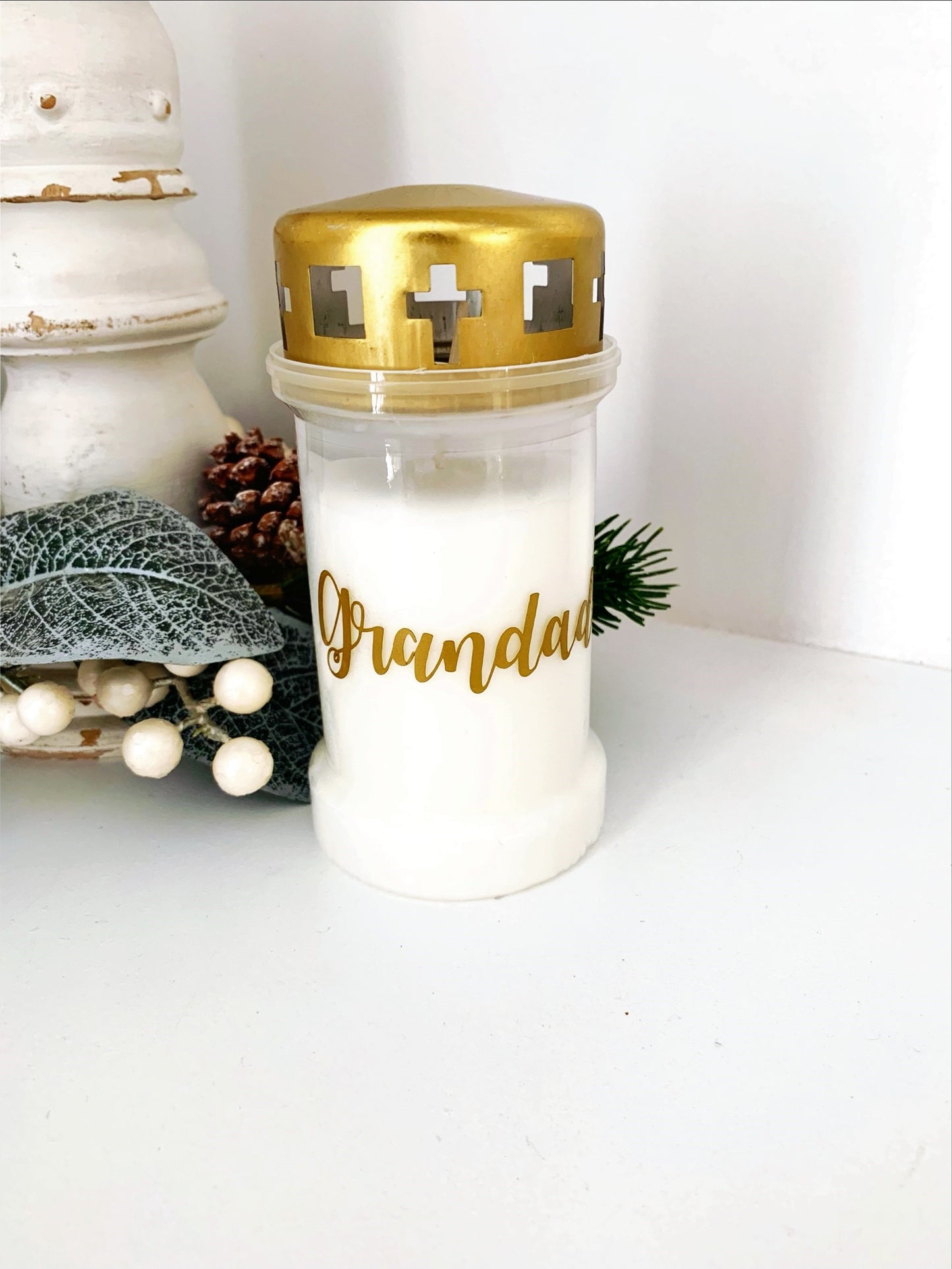 Personalised Grave Candle Memorial Light