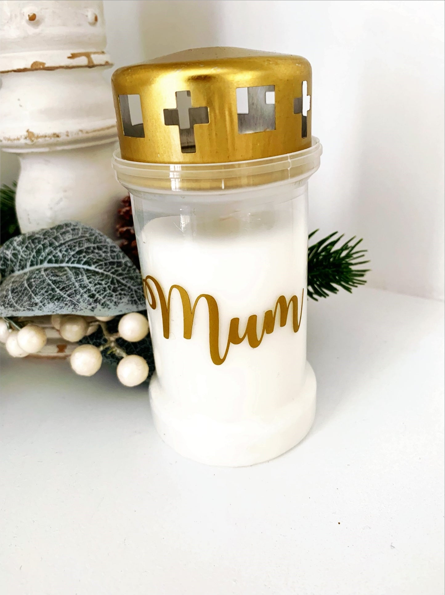 Personalised Grave Candle Memorial Light