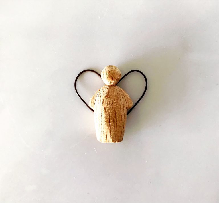 Wooden Natural Angel Figurine
