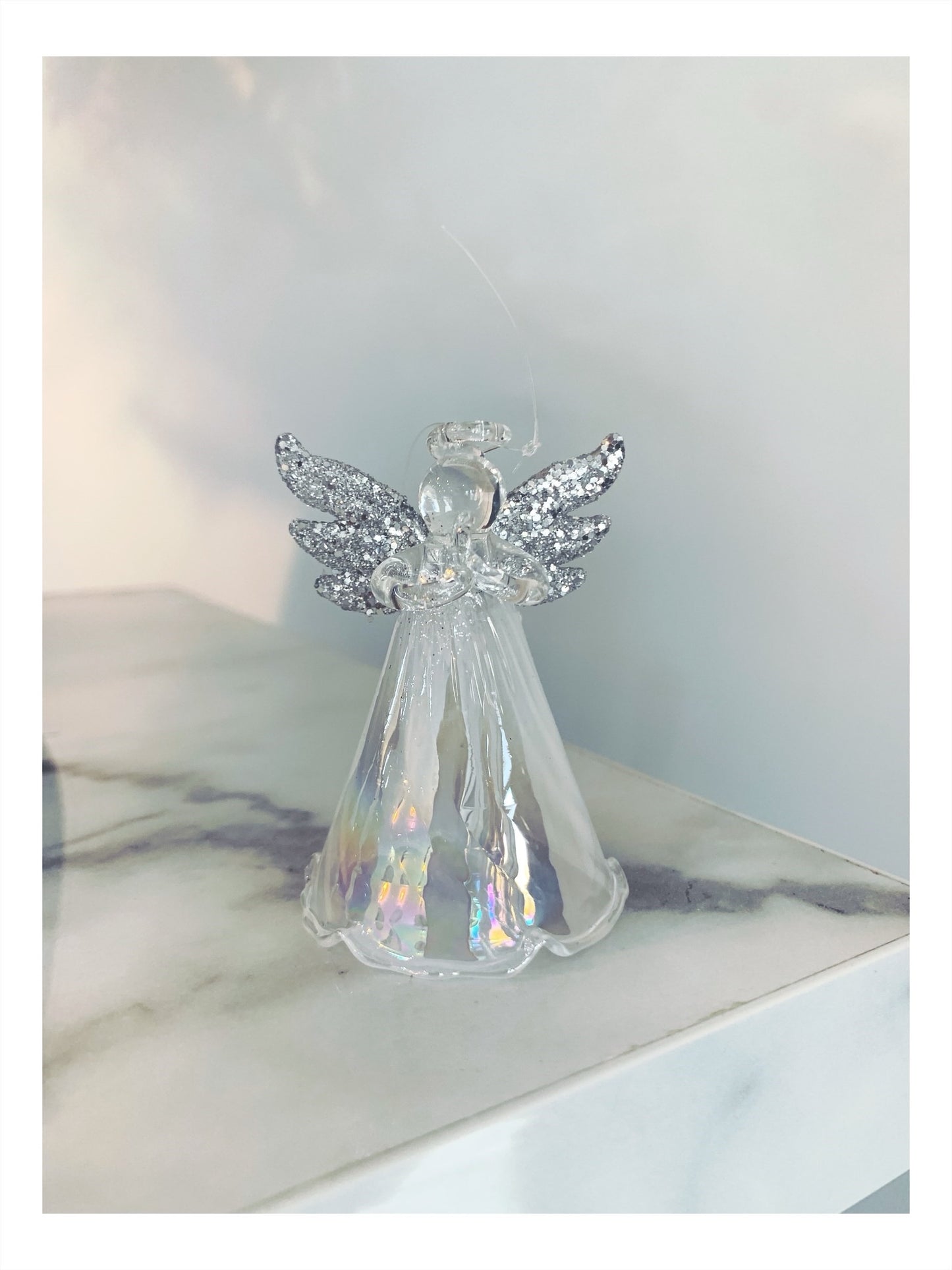 Glitter Winged Glass Angel