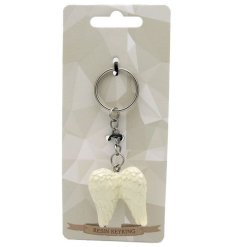 White Angel Wings Keyring