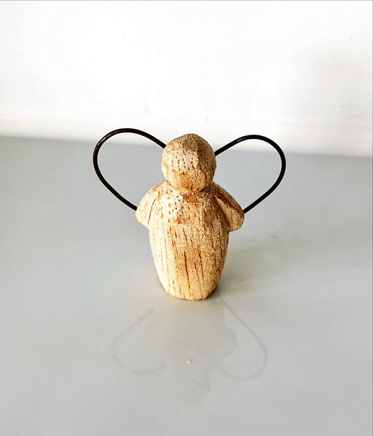 Wooden Natural Angel Figurine